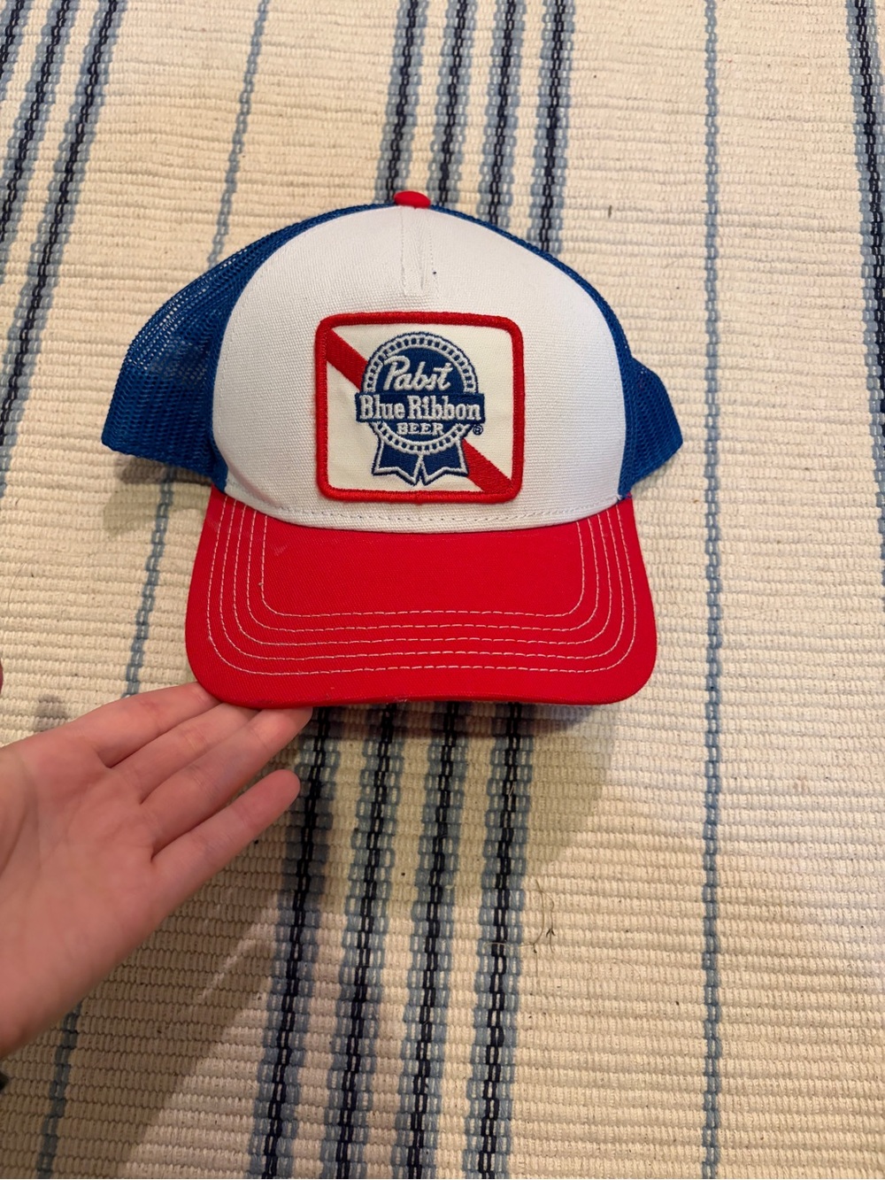 Pabst Blue Ribbon Trucker Hat - Red, White & Blue